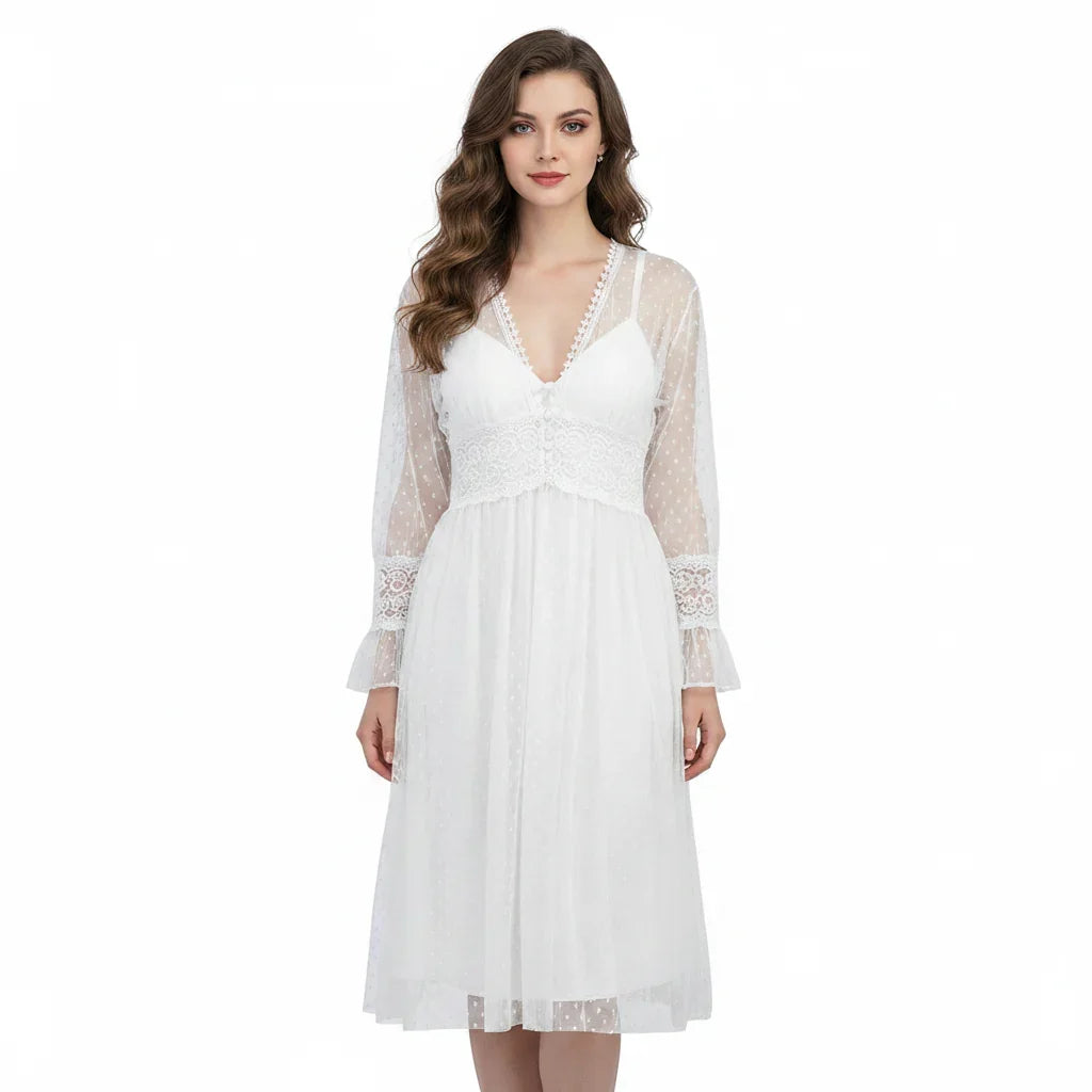 SARI NIGHTY SINGLE MIDI W/GOWN LNG5-4354