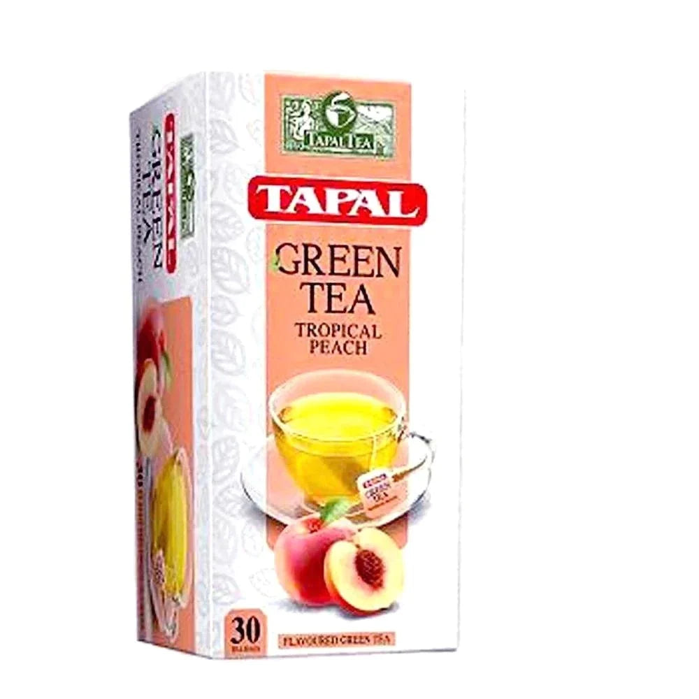 TAPAL GREEN TEA BAGS TROPICAL PEACH 30 BAGS 45 GM