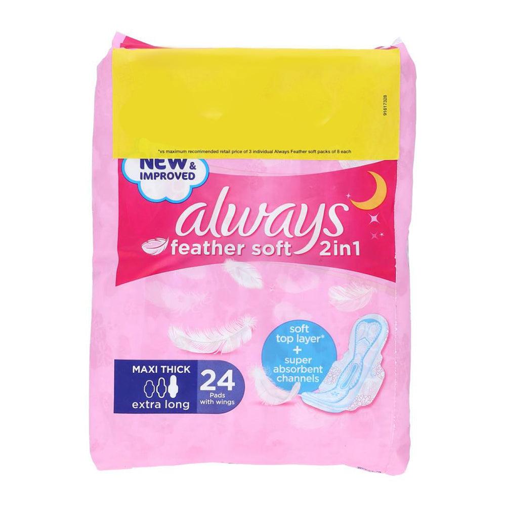ALWAYS FEATHER SOFT PAD MAXI THICK EXTRA LONG 24PCS