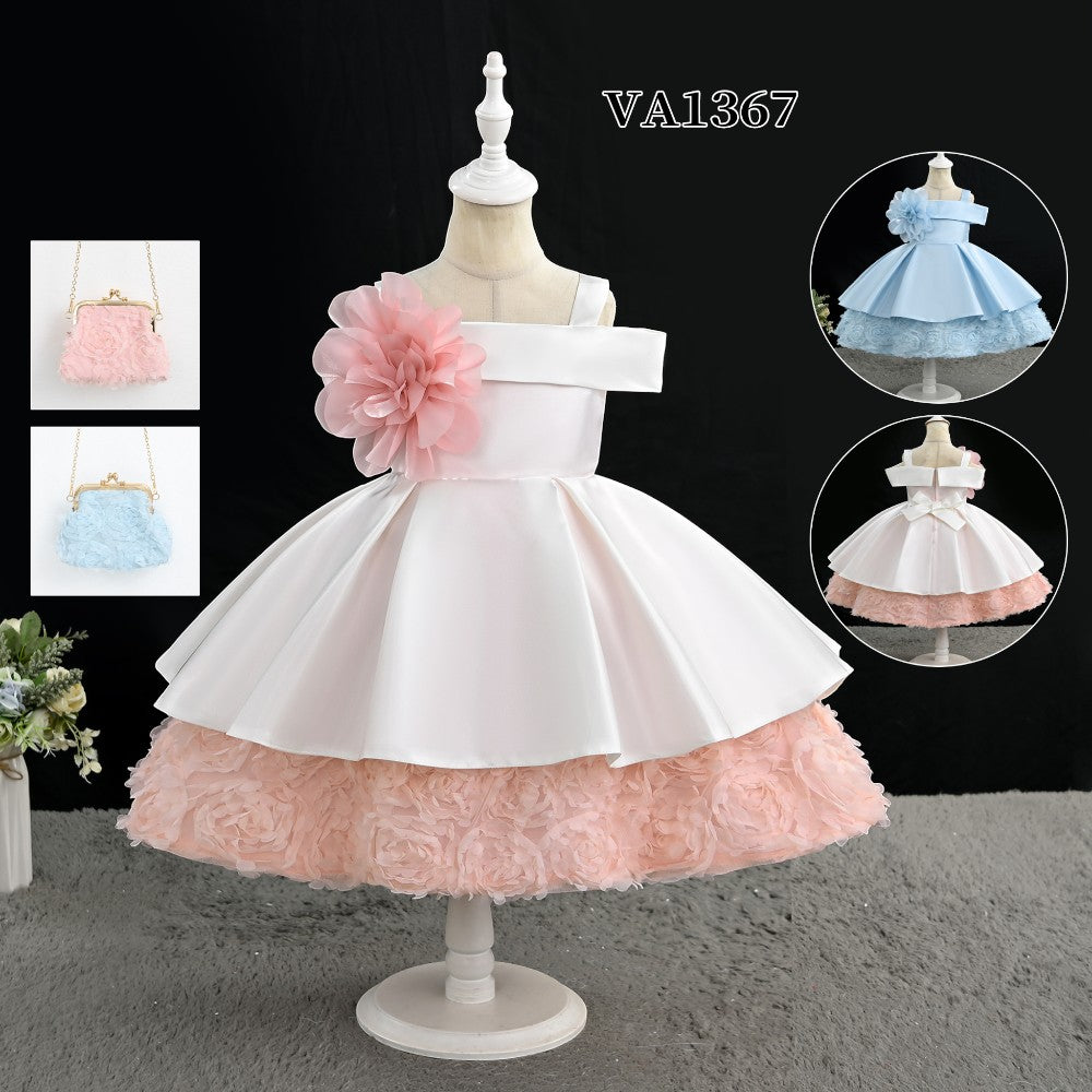 GIRLS S/L FANCY FROCK WITH PURSE IR-25 12-18M VA1367