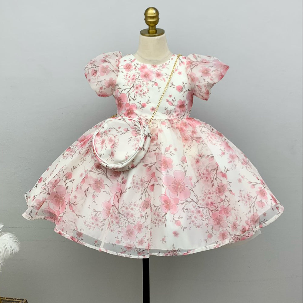 GIRLS CAP SLEEVE FANCY FROCK WITH PURSE IR-25 12-18M VA542