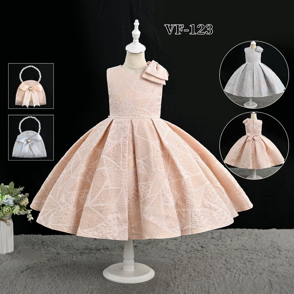 GIRLS S/S FANCY FROCK WITH PURSE IR-25 5-6YEAR VF123