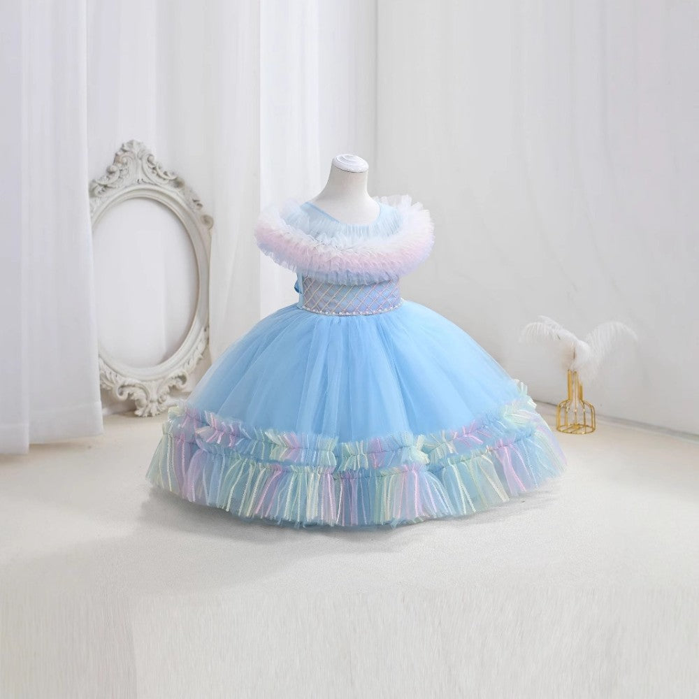 GIRLS S/L FANCY FROCK WITH PURSE IR-25 7-8YEAR VT095