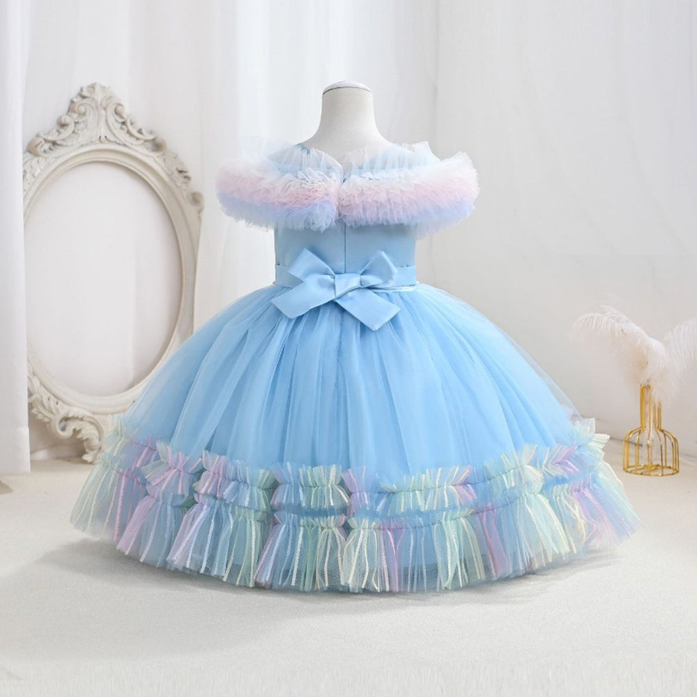 GIRLS S/L FANCY FROCK WITH PURSE IR-25 5-6YEAR VT095