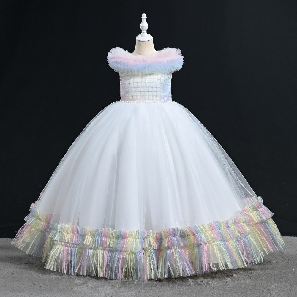 GIRLS S/L FANCY FROCK WITH PURSE IR-25 6-7YEAR VT095