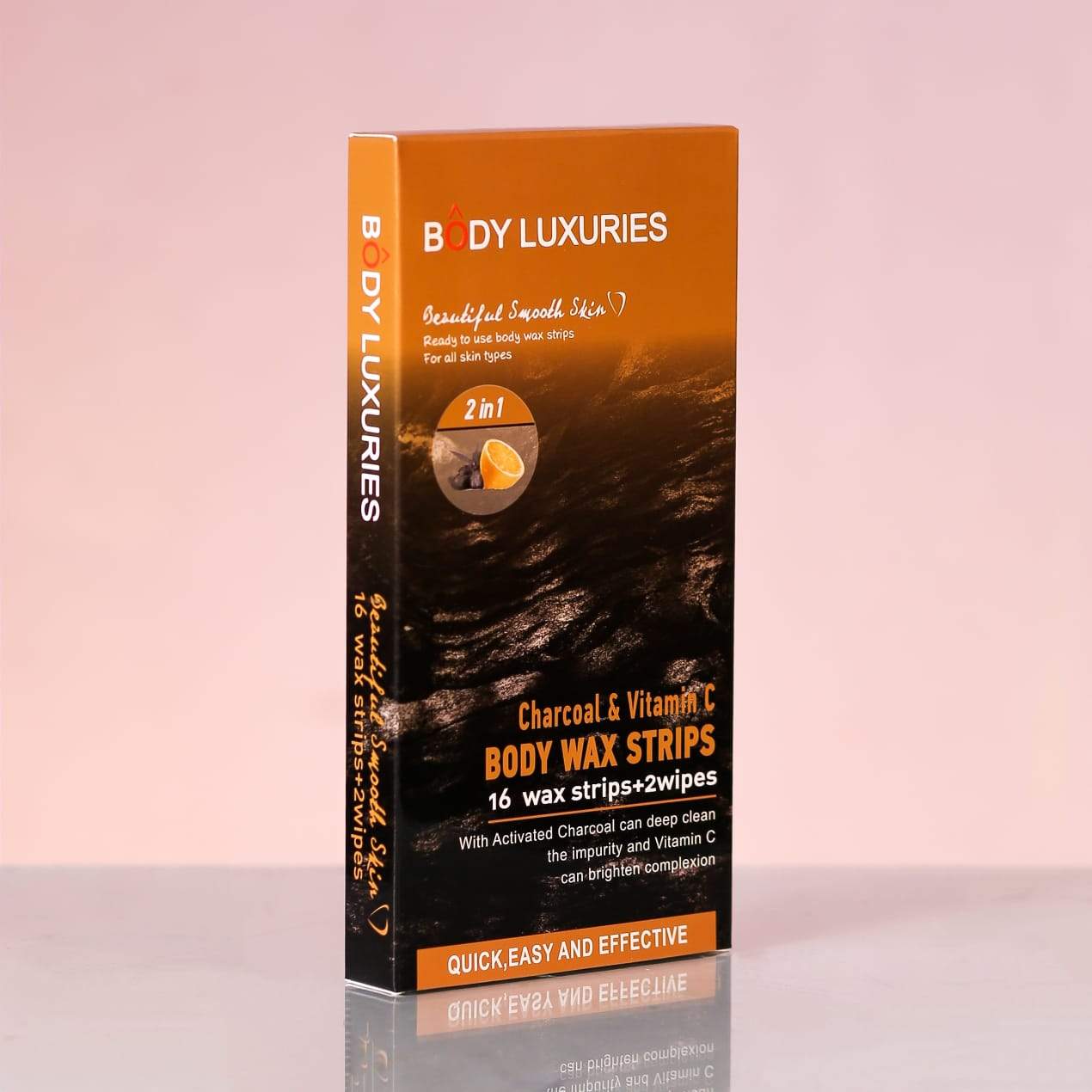 BODY LUXURIES WAX STRIPS CHARCOAL AND VITAMIN C 2IN1 16+2S