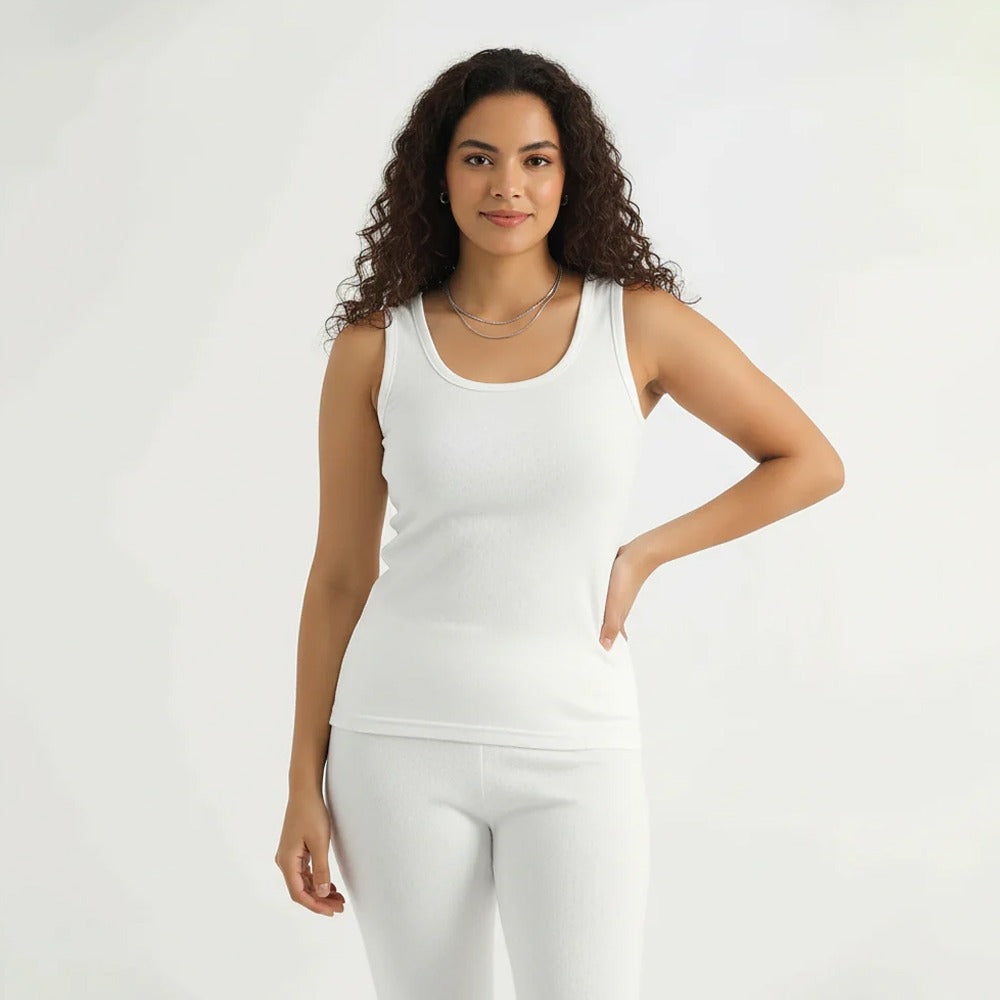 Belleza Lingerie Thermal Sleeve Less Shirt - White