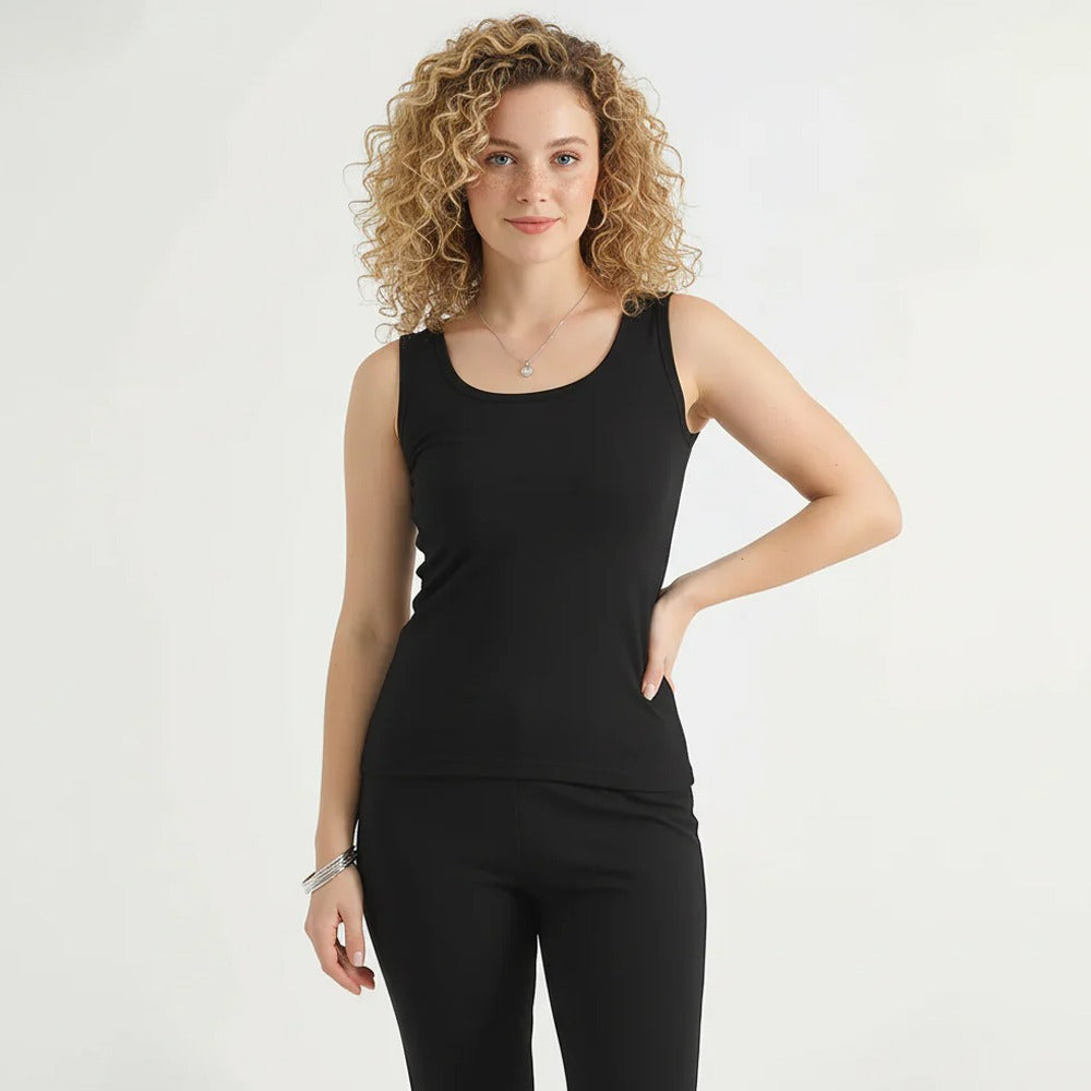 Belleza Lingerie Thermal Sleeve Less Shirt - Black