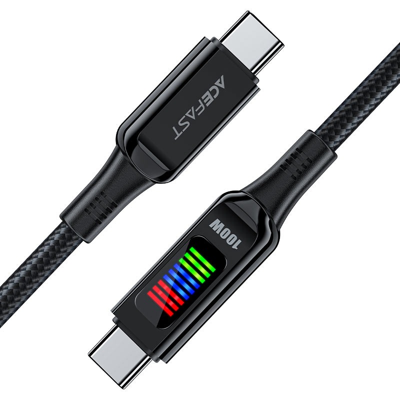 PD100W Three-color indicator USB-C to USB-C Charging Data Cable - MFI Approved