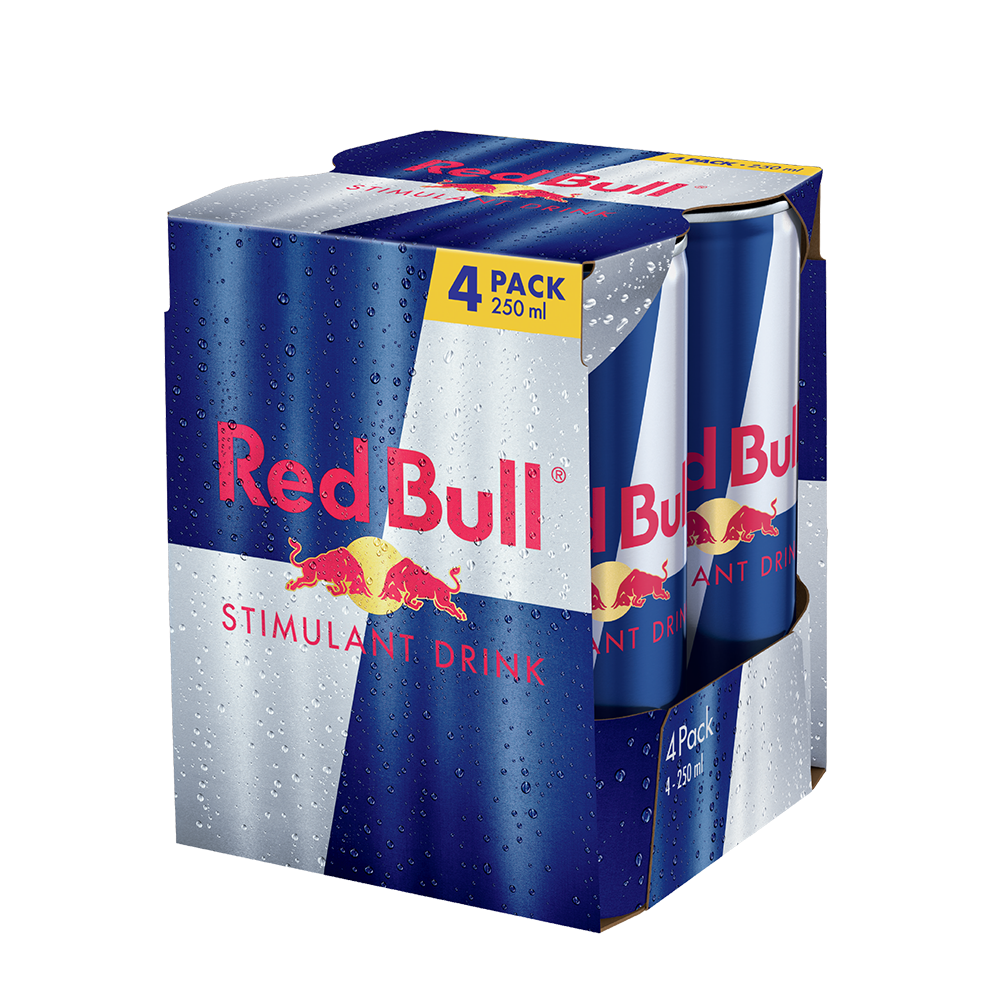 REDBULL ENERGY DRINK WITH TAURINE 4PCS PACK 4X250ML