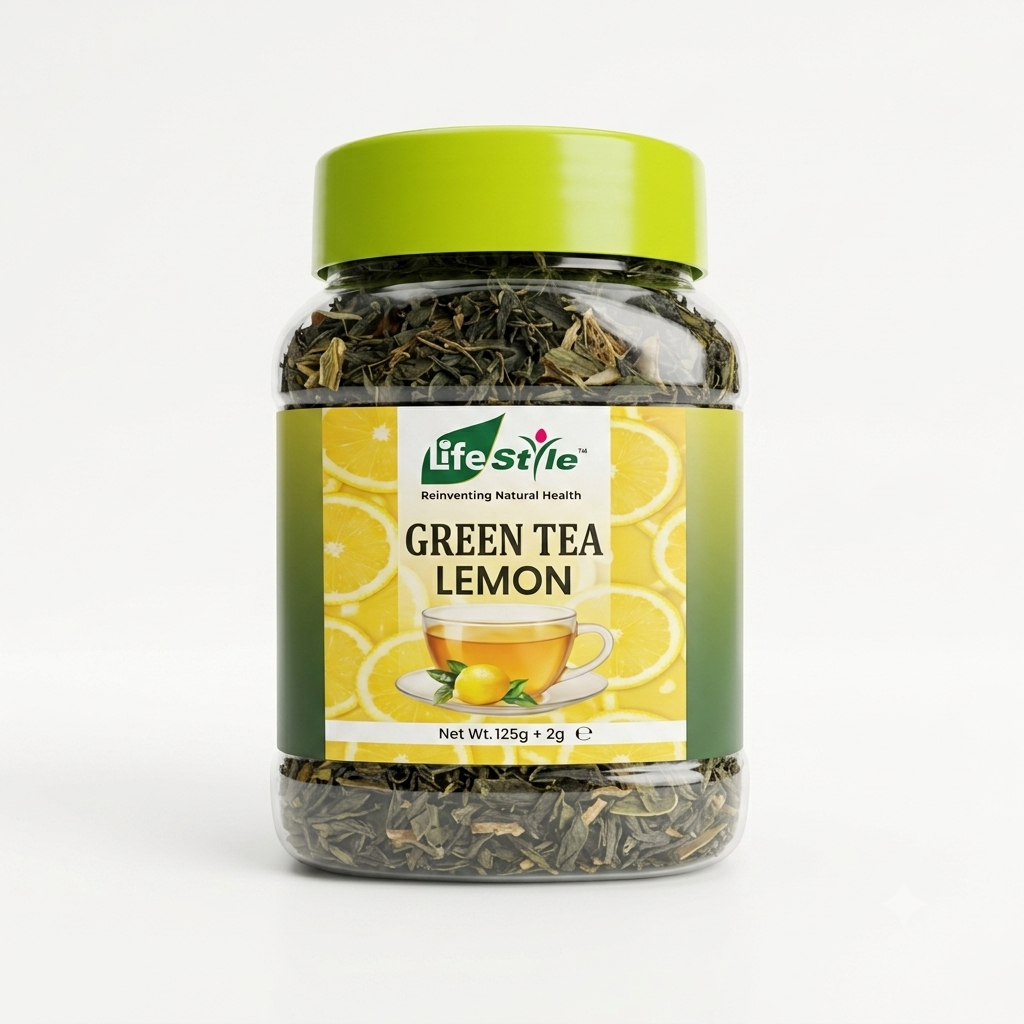 LIFESTYLE GREEN TEA LEMON JAR 125GM