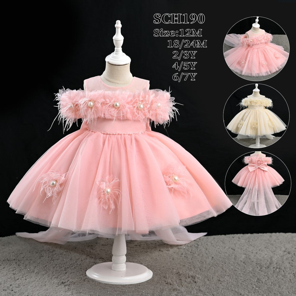 GIRLS S/L FANCY FROCK WITH PURSE IR-25 12-18M SCH190