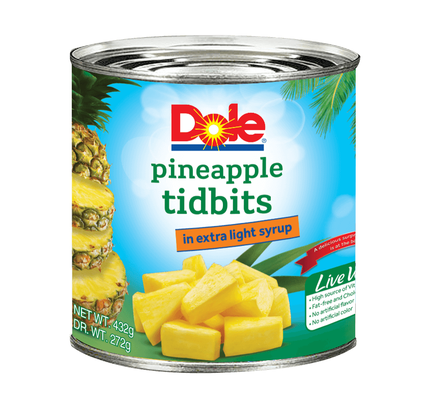 DOLE PINEAPPLE TIDBITS TIN 432 GM