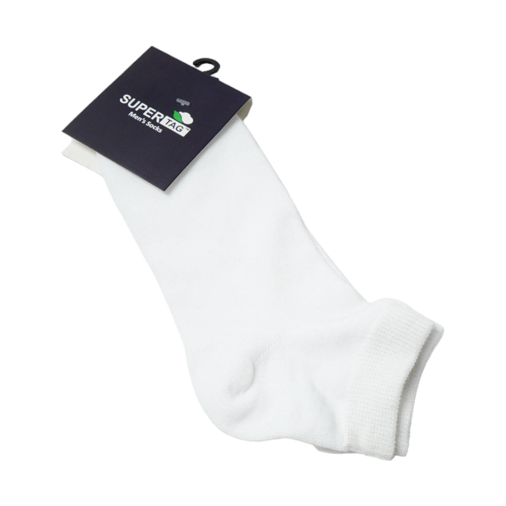 SUPER TAG ANKLE SOCKS WHITE PLAIN 1PC HZ