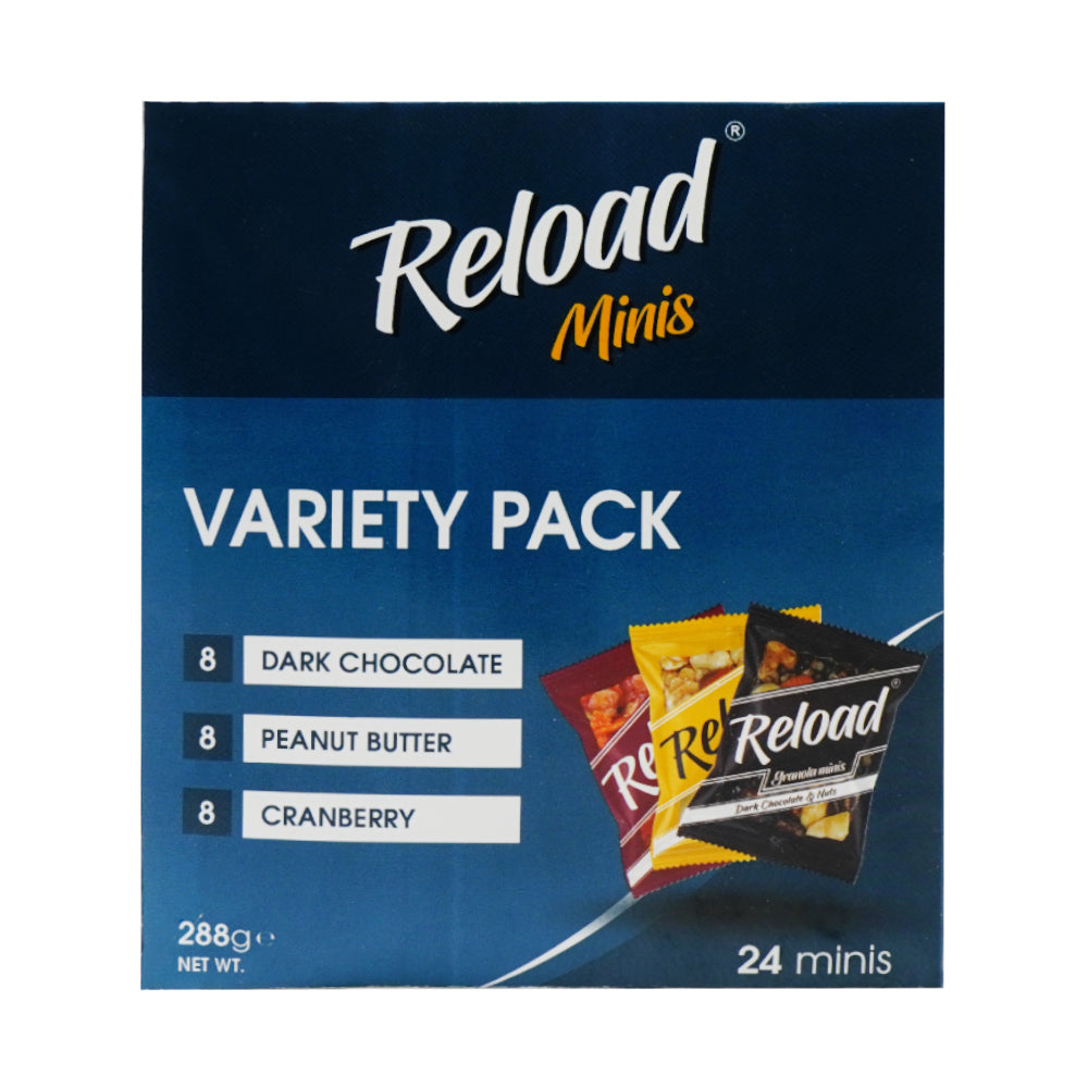 RELOAD VARIETY PACK GRANOLA MINIS -24 BITE SIZE 288 GM